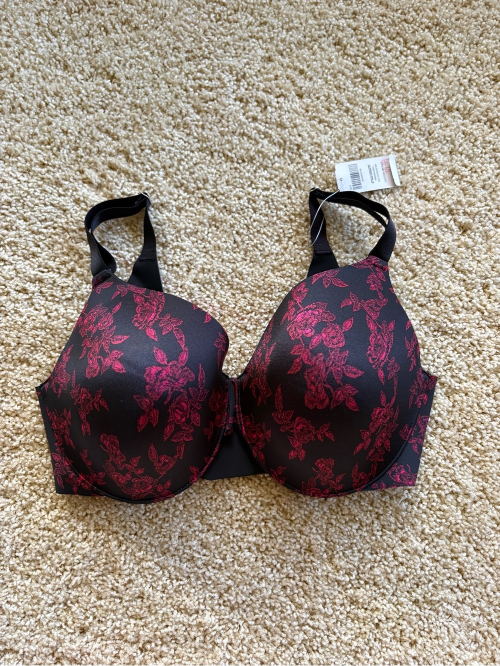 NWT Soma Vanishing Back Full Coverage Bra Black Floral 34DDD‎